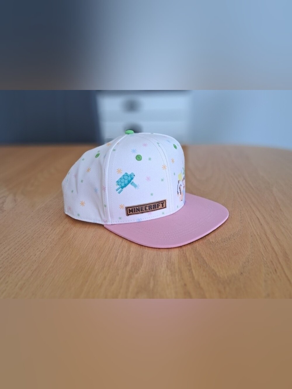 NEW, Minecraft Pink Brim White Snapback Cap Youth Size